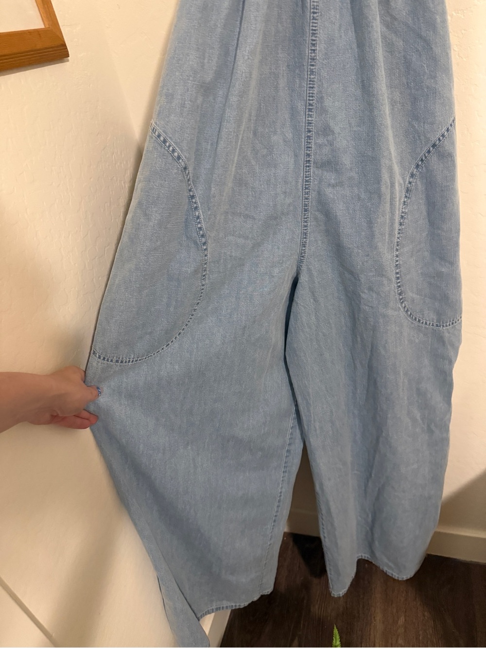 Free People Light Blue Denim Wide-Leg Jumpsuit - Picture 4 of 7